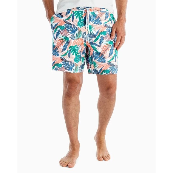 johnnie-O Half Elastic 7" Surf Shorts Swim Trunks Largo Conch Blue Pink Sz M NEW